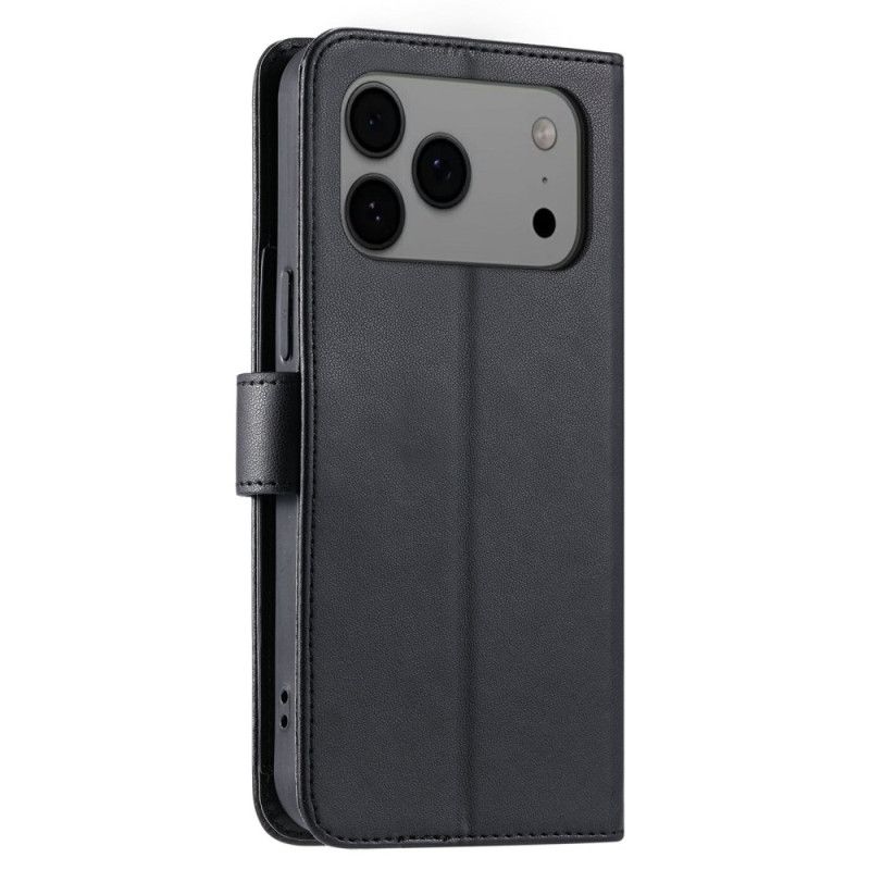 Kožený Kryt Na iPhone 17 Pro Max Prošívání Se Šňůrkou A Ramenním Popruhem