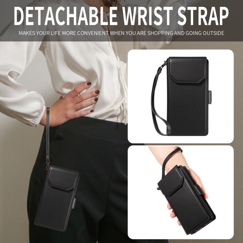 Kožený Kryt Na iPhone 17 Pro Max Vícekaretní Šňůrka Na Krk