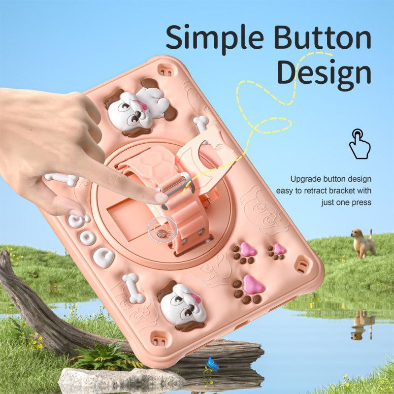 Kryt iPad (2025) Dětský Ramenní Popruh A Stojan S Pejskem