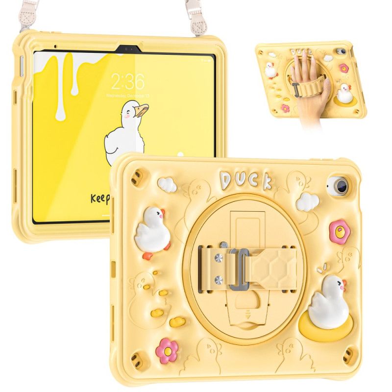 Kryt iPad (2025) Dětský Stojan S Kachnou A Ramenní Popruh