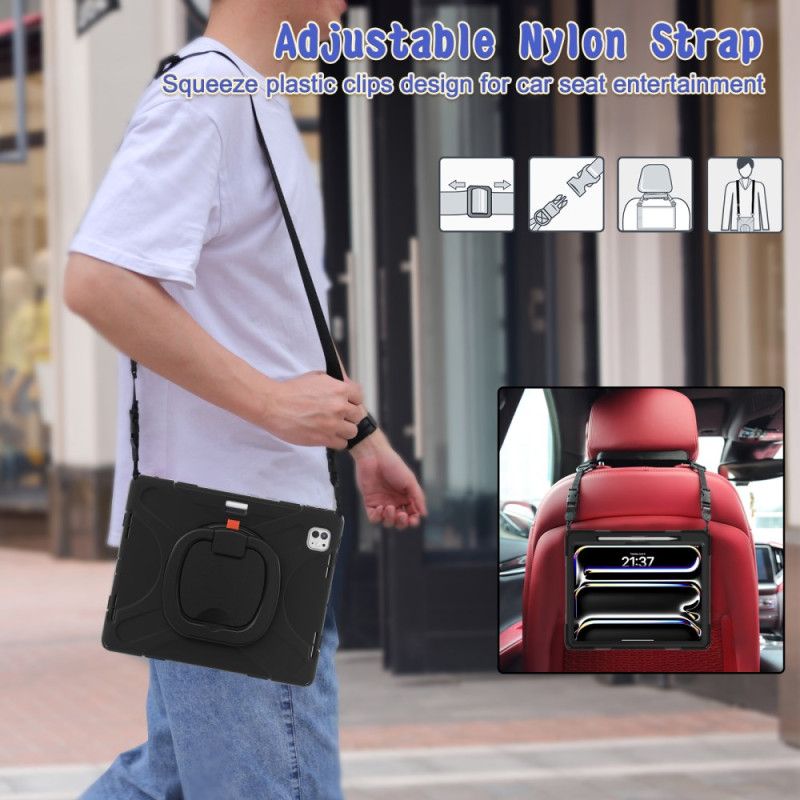 Kryt iPad Pro 13 (2025) Držák Na Prsten A Nastavitelný Ramenní Popruh