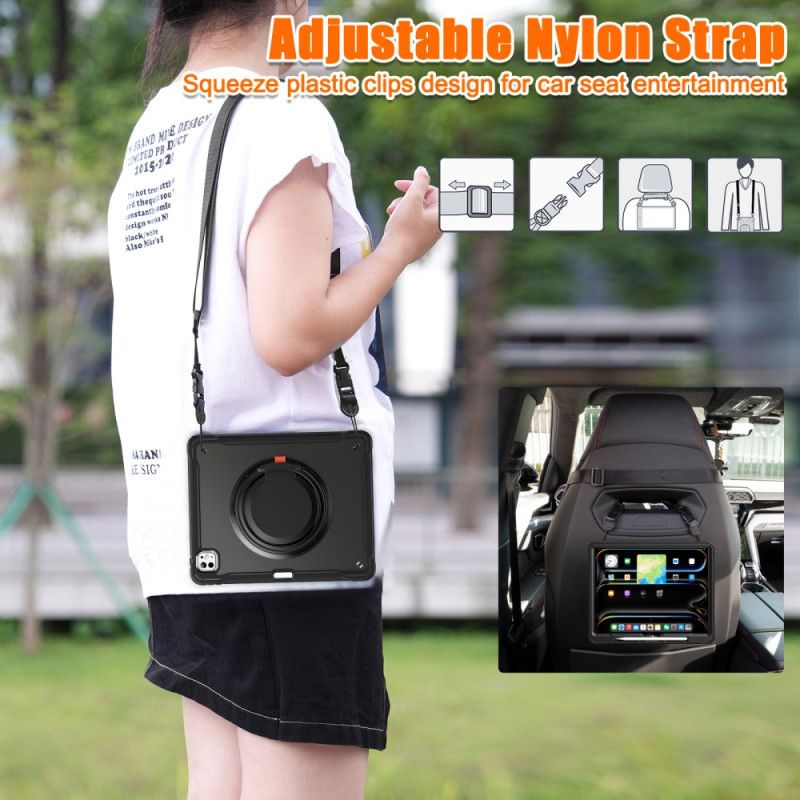 Kryt iPad Pro 13 (2025) Kryty Na Mobil Otočný Stojan A Ramenní Popruh