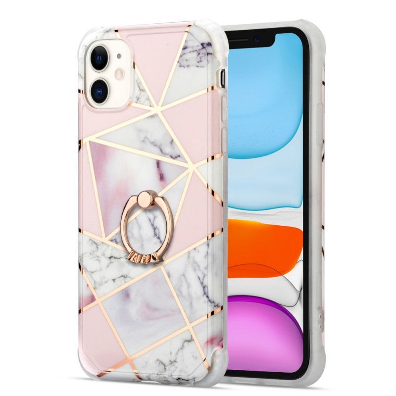 Kryt Iphone 11 Geometrický Mramor S Opěrným Kroužkem
