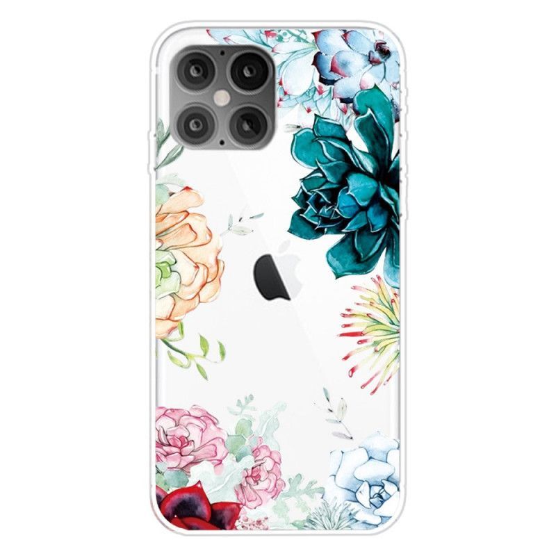 Kryt Iphone 12 Pro Max Průhledné Akvarelové Květiny
