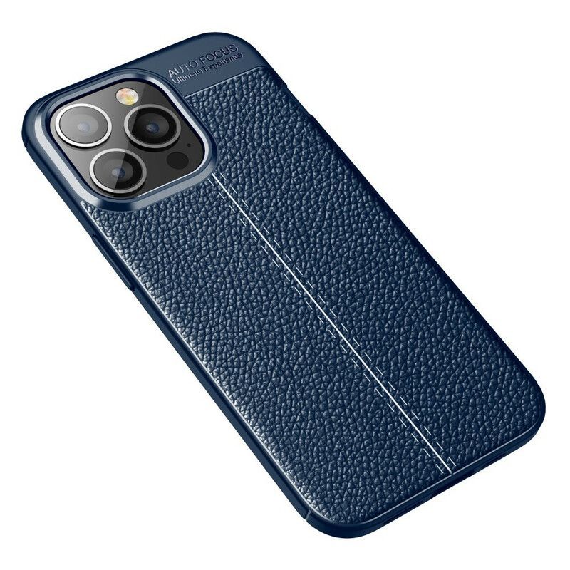 Kryt Iphone 13 Pro Litchi S Dvojitým Koženým Efektem