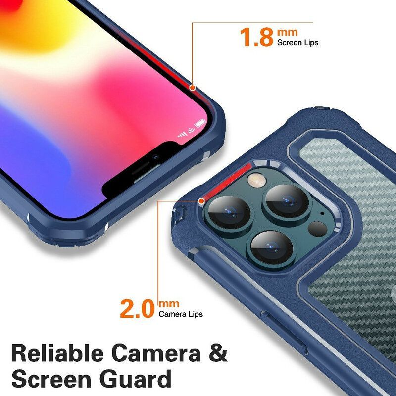 Kryt Iphone 13 Pro Transparentní Textura Uhlíkových Vláken