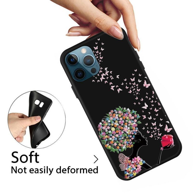Kryt Iphone 13 Pro Žena S Květinou
