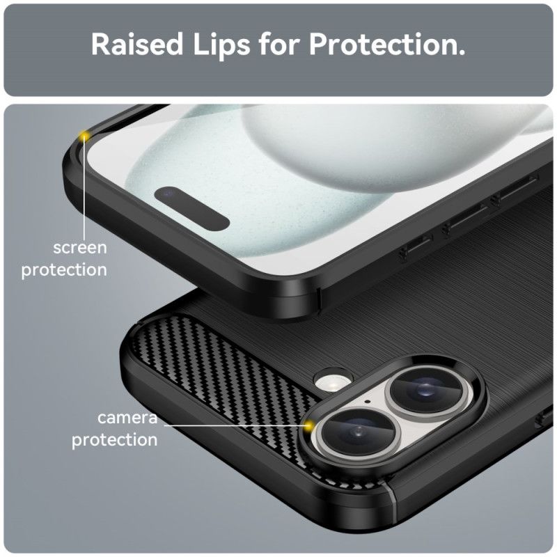 Kryt iPhone 16 Kryty Na Mobil Kartáčované Uhlíkové Vlákno