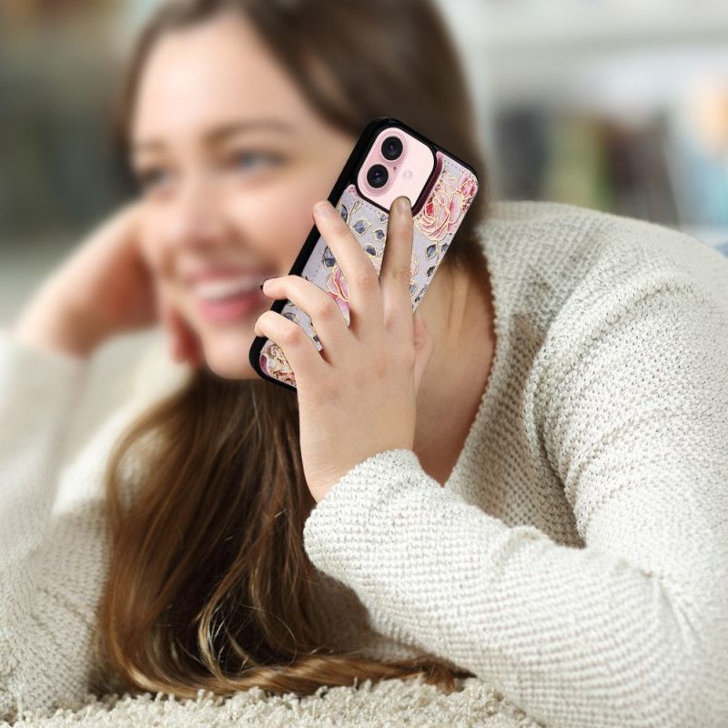 Kryt iPhone 16 Květinový Držák Rfid Karty