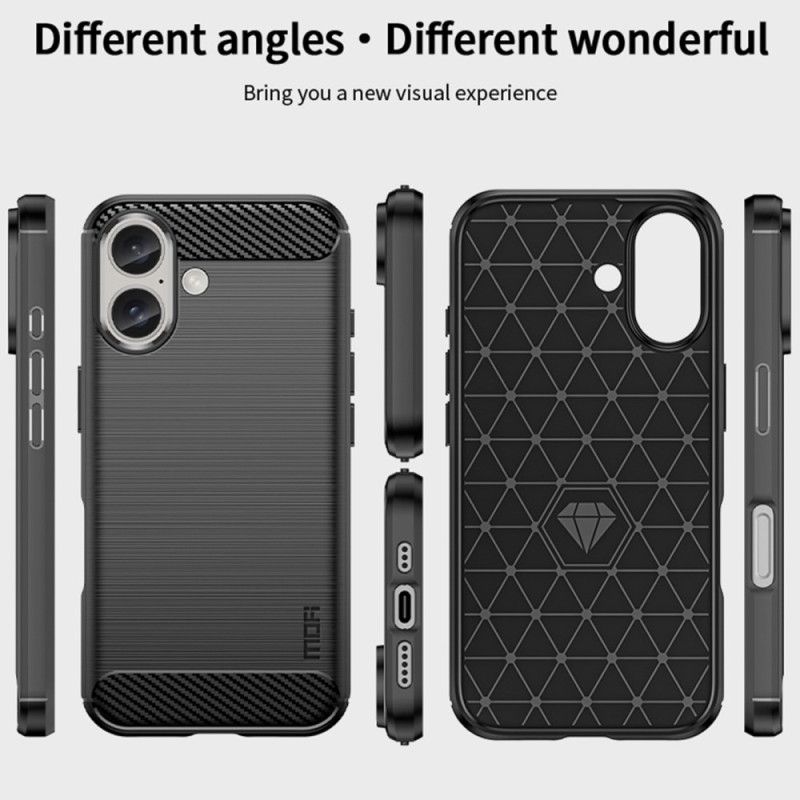 Kryt iPhone 16 Mofi Kartáčované Uhlíkové Vlákno