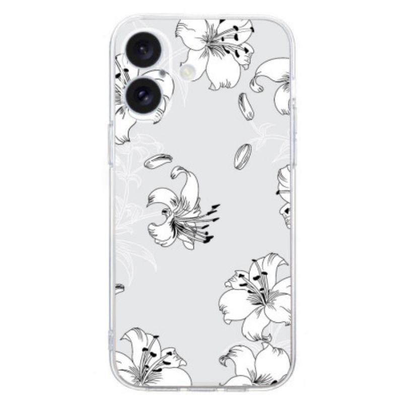 Kryt iPhone 16 Plus Bílé Květy