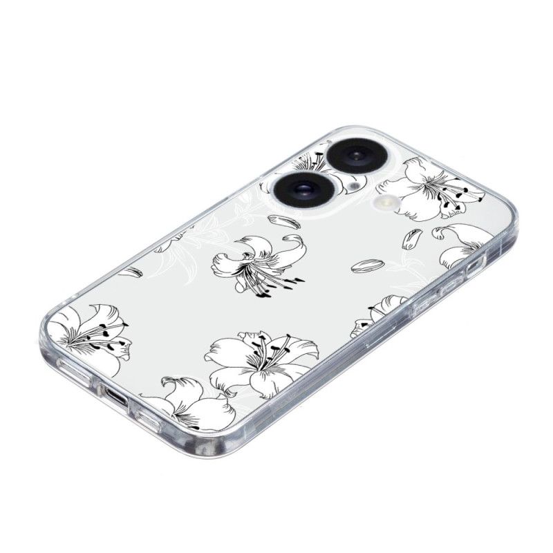 Kryt iPhone 16 Plus Bílé Květy