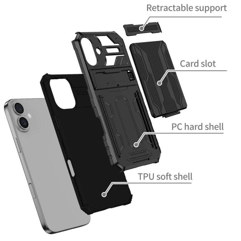 Kryt iPhone 16 Plus Integrovaný Držák Karty A Podpora