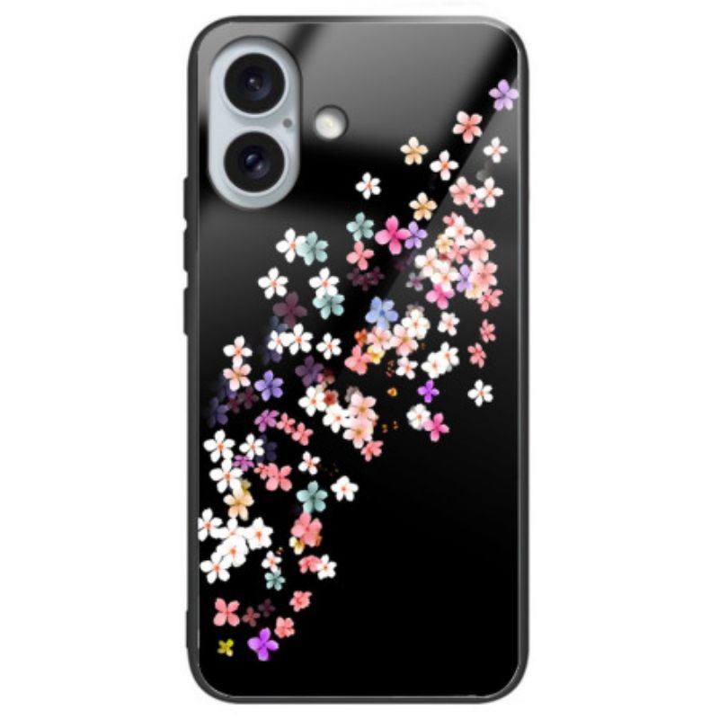 Kryt iPhone 16 Plus Květinový Vzor Z Tvrzeného Skla