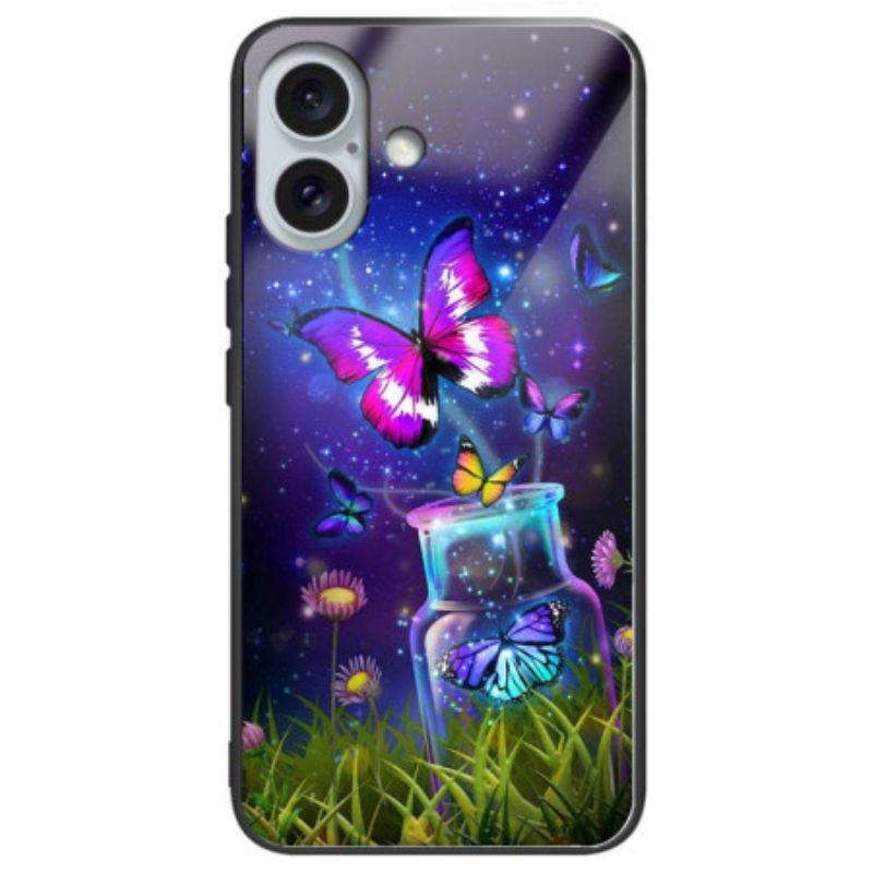 Kryt iPhone 16 Plus Láhev A Motýl Z Tvrzeného Skla