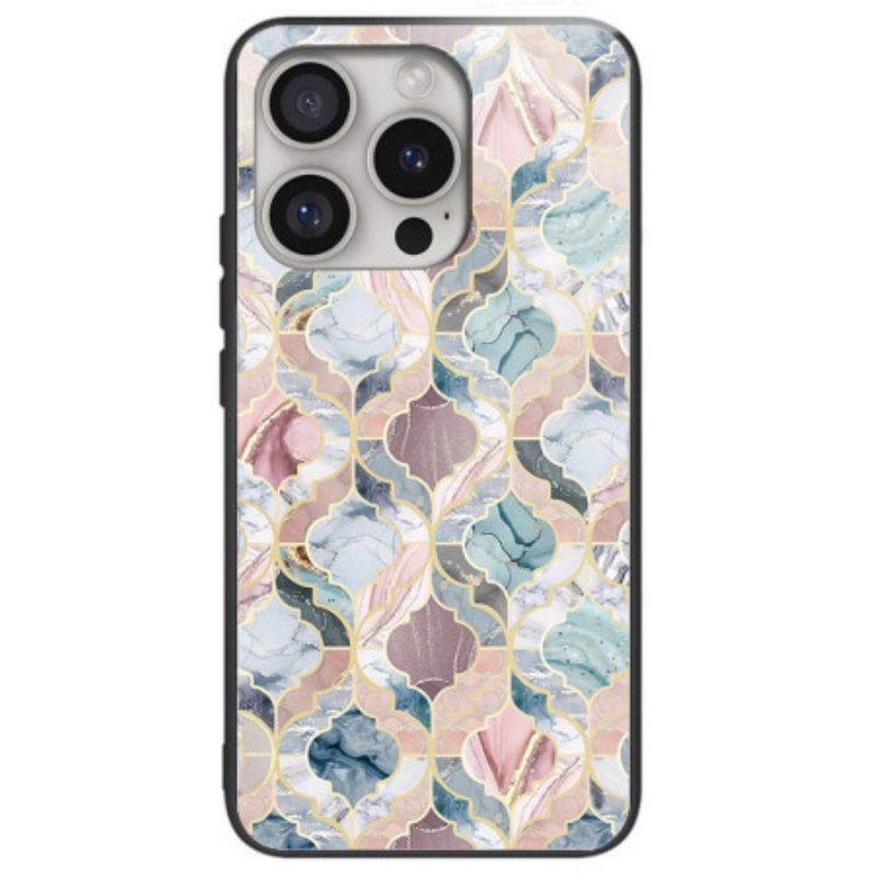Kryt iPhone 16 Pro Mramorová Dlaždice Z Tvrzeného Skla