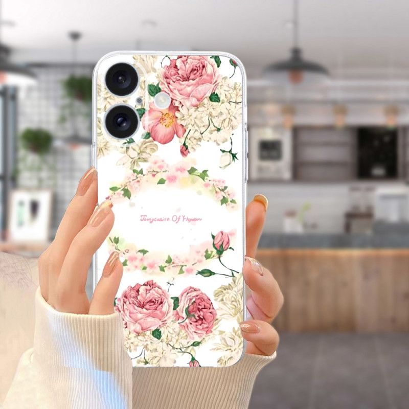 Kryt iPhone 16 Průhledné Okrajové Růže