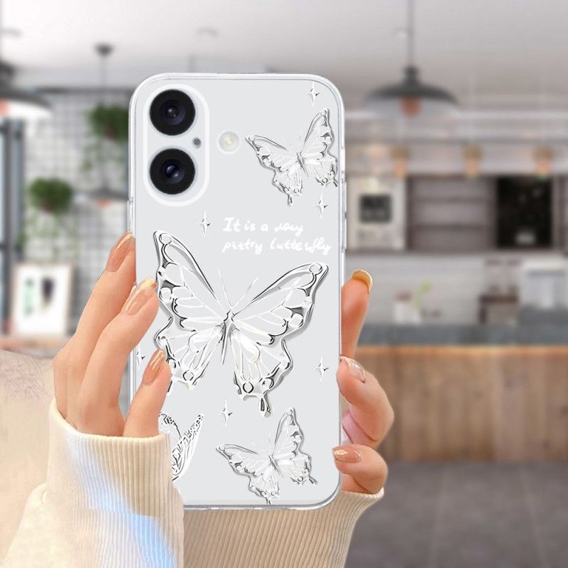 Kryt iPhone 16 Průhlední Hraniční Motýli