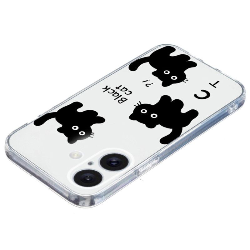 Kryt iPhone 16 Transparent Edge Black Cats