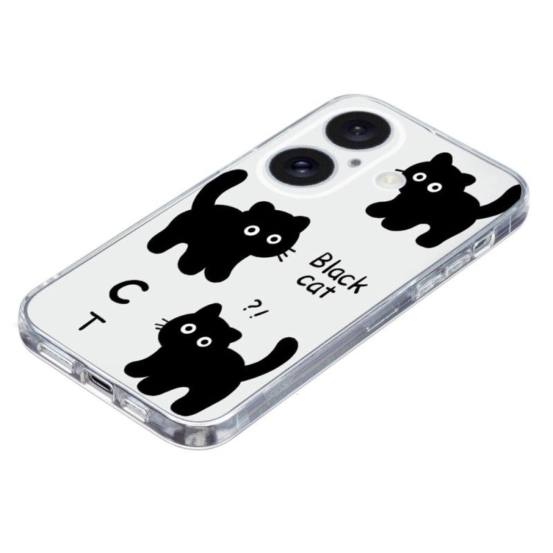 Kryt iPhone 16 Transparent Edge Black Cats