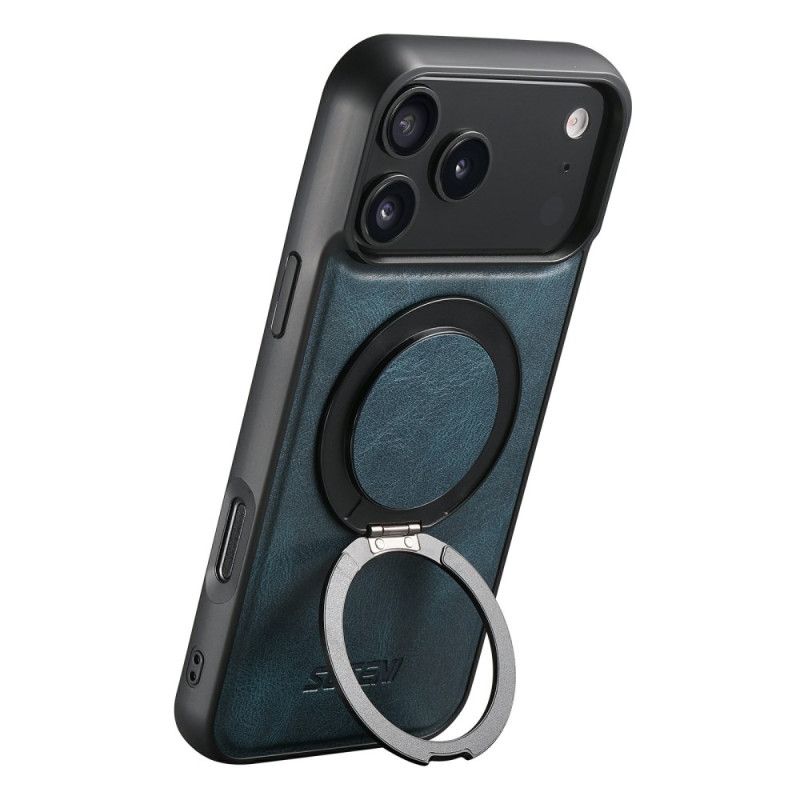 Kryt iPhone 17 Pro Kompatibilní S Magsafe Voskovaný Kožený Efekt S Otočným Držákem