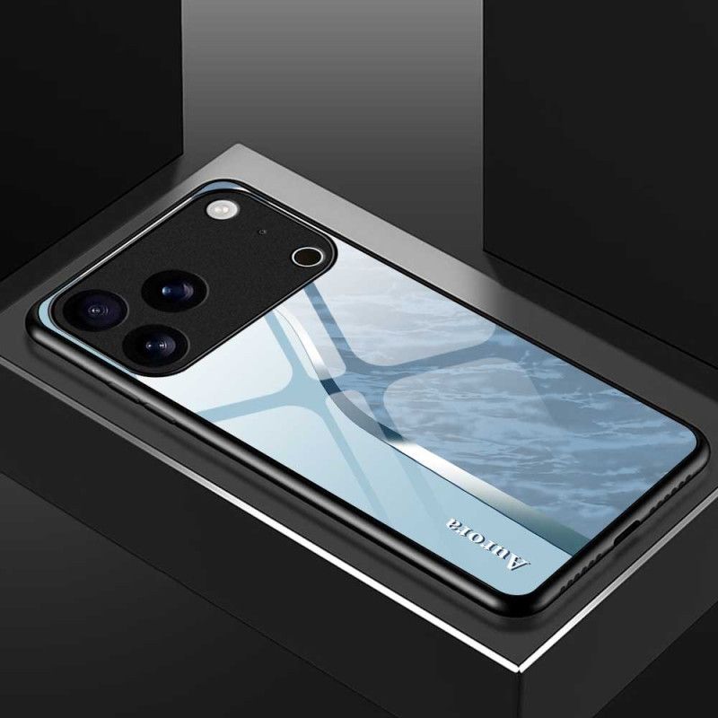 Kryt iPhone 17 Pro Max Tvrzené Sklo Se Světle Modrým Designem