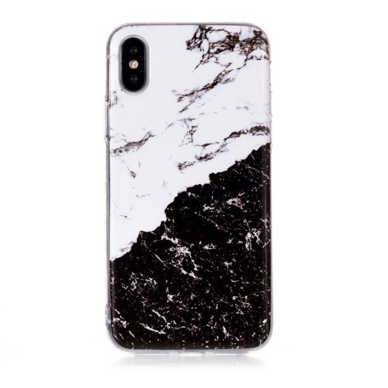 Kryt Iphone  XS Bílý A Černý Mramor