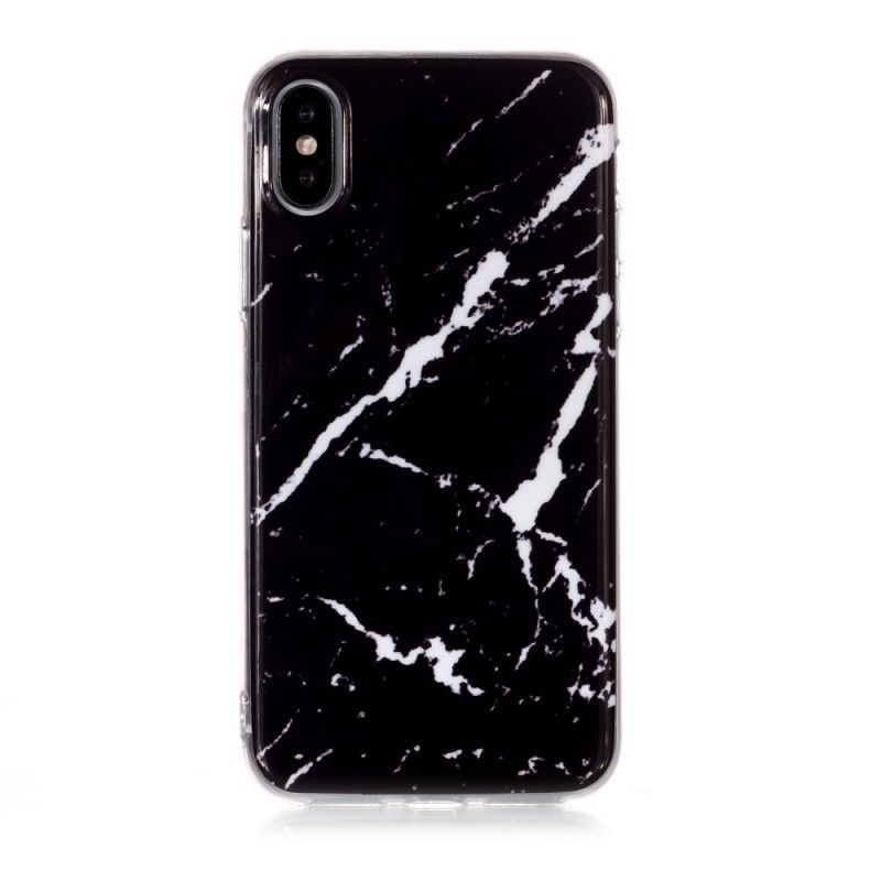 Kryt Iphone  XS Černý A Bílý Mramor