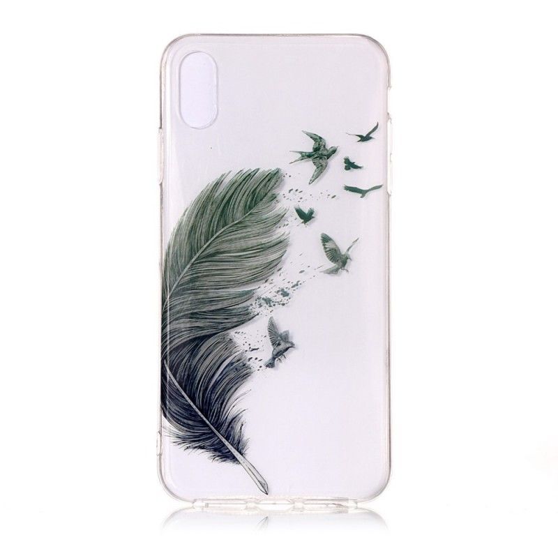 Kryt Iphone  XS Průhledné Barevné Pírko