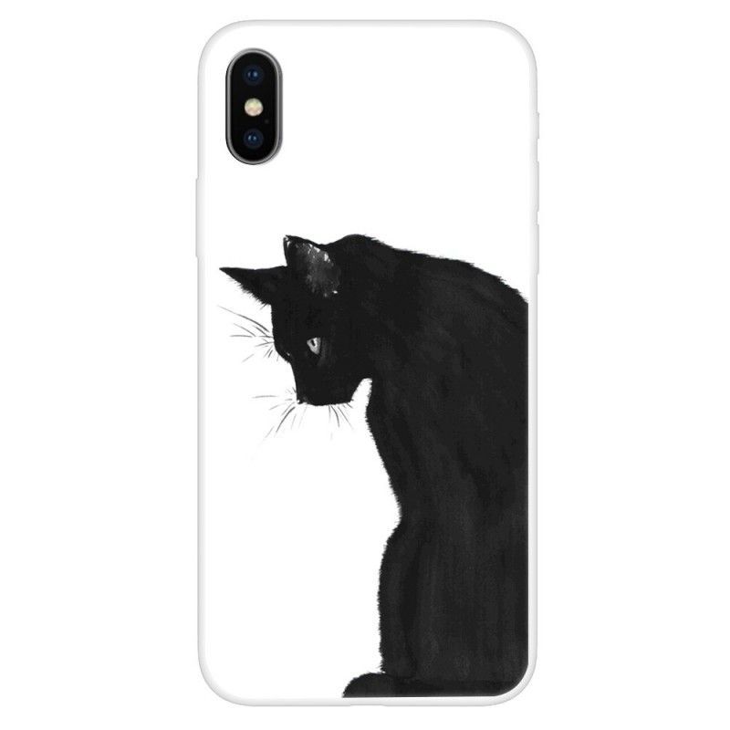 Kryt Iphone  XS Zamyšlená Černá Kočka