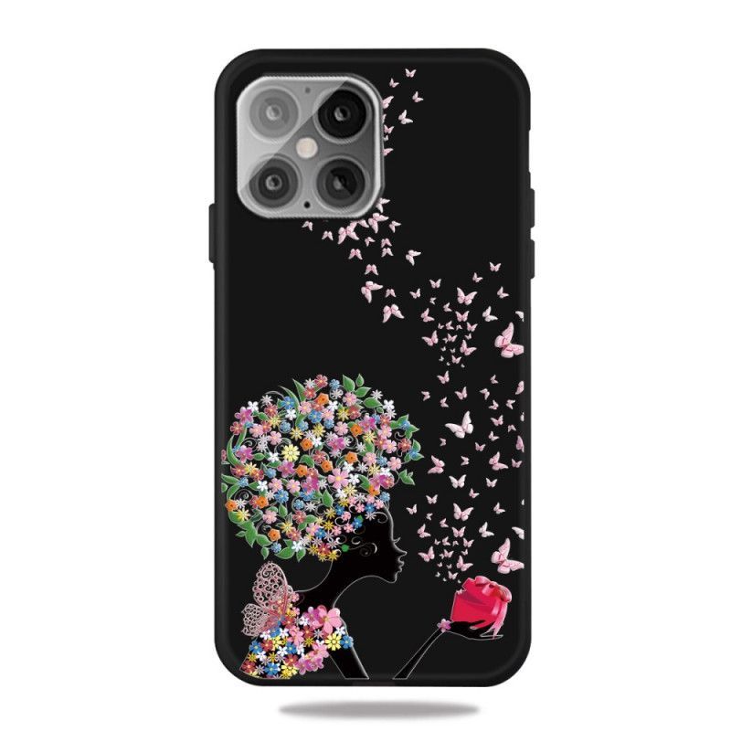 Kryt Na Iphone 12 / 12 Pro Žena S Květinou