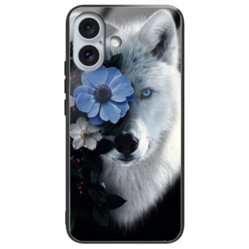 Kryt Na iPhone 16 Plus Tvrzené Sklo Wolf And Blue Flower