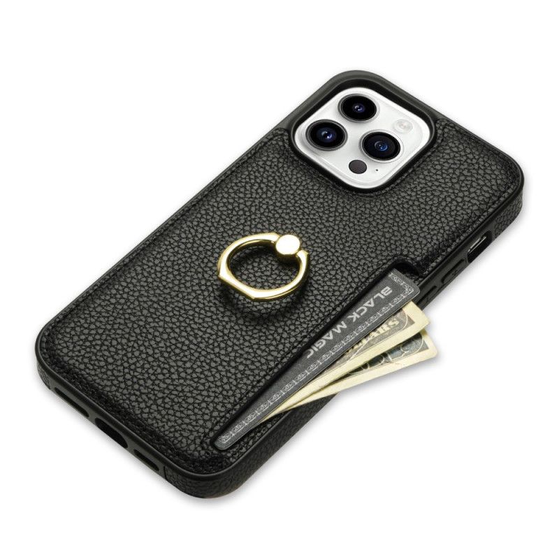 Kryt Na iPhone 16 Pro Max Prsten S Koženým Efektem