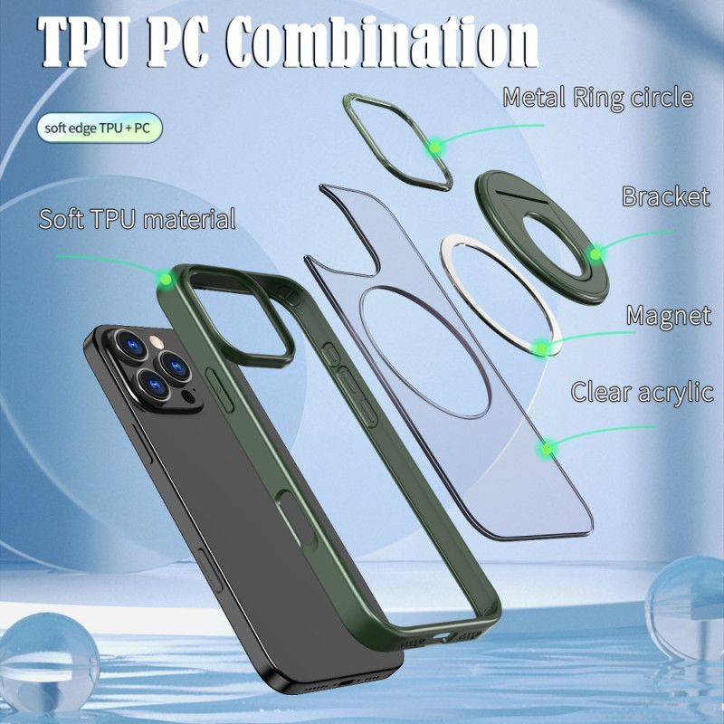 Kryt Na iPhone 16 Pro Transparentní Magsafe Kompatibilní S Podpůrným Kroužkem