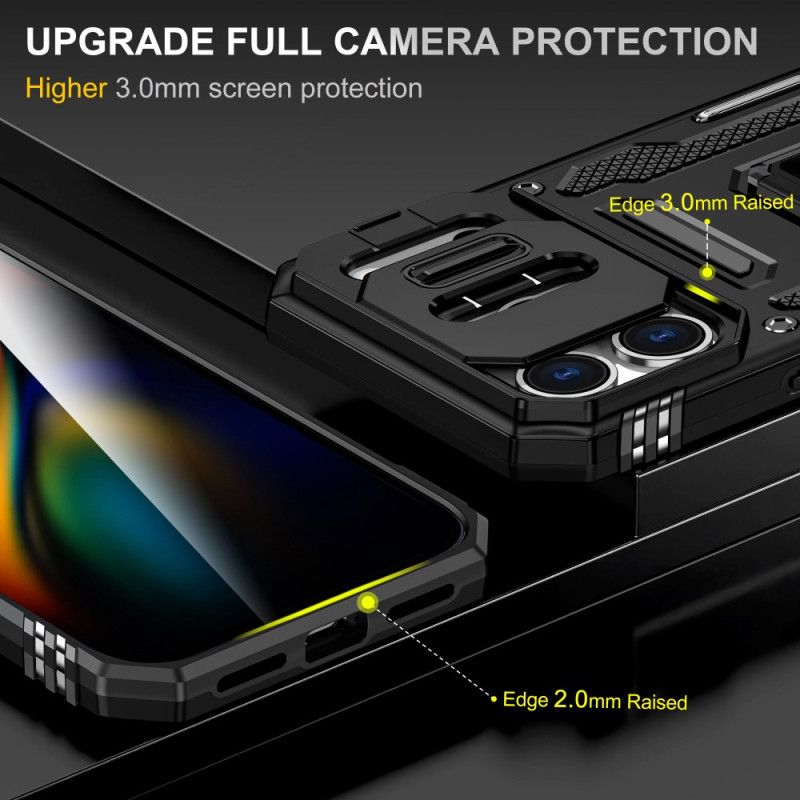 Kryt Na iPhone 17 Pro Max Držák A Chránič Čoček S Kovovým Efektem