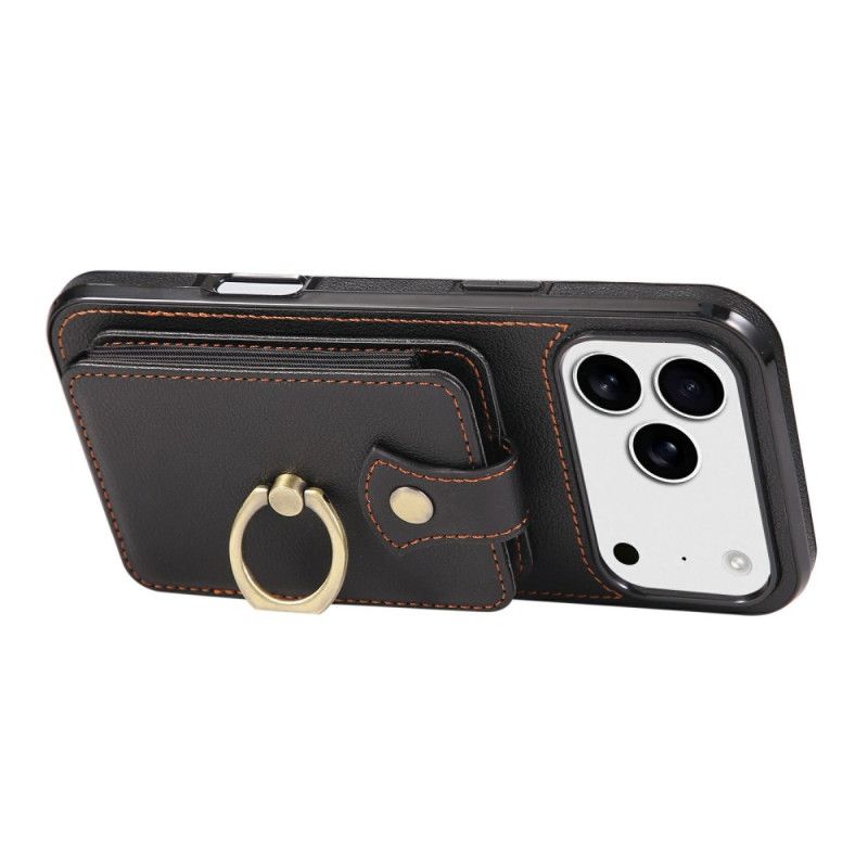 Kryt Na iPhone 17 Pro Max Kožený Efekt S Pouzdrem Na Karty A Poutkem Na Zápěstí