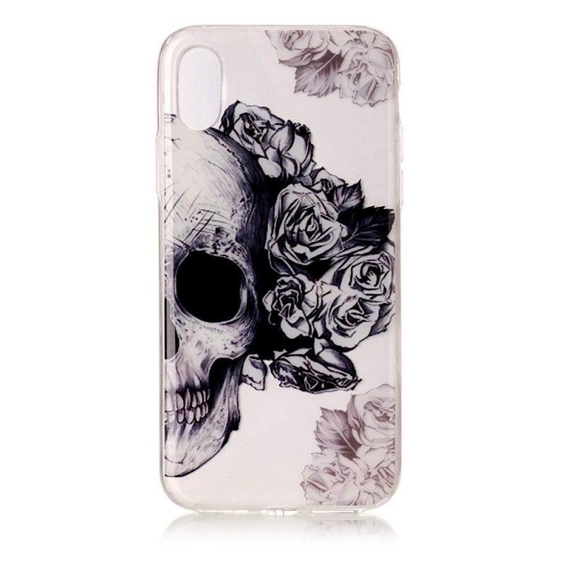 Kryt Na Iphone X Transparentní Květinová Lebka