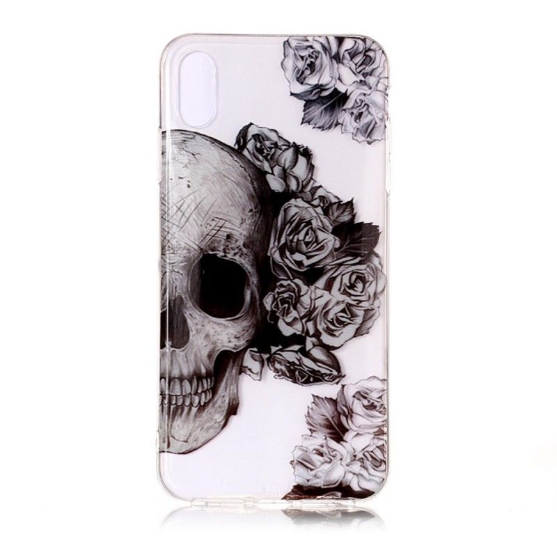 Kryt Na Iphone  XS Transparentní Květinová Lebka
