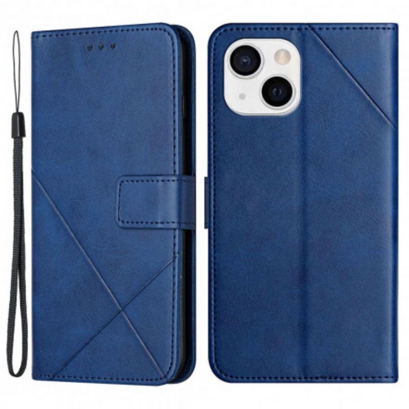 Peněženková Pouzdra Iphone 13 Geometrický Styl Páskové Kůže