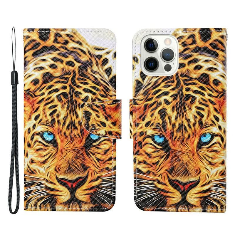 Peněženková Pouzdra Iphone 13 Pro Tygr S Popruhem