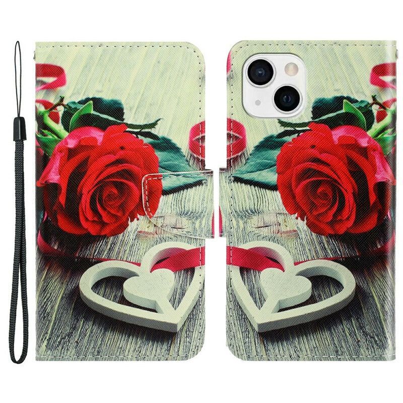 Peněženková Pouzdra Iphone 13 Romantický Růžový Pásek