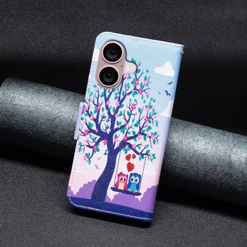 Peněženková Pouzdra iPhone 16 Kryty Na Mobil Pár Sov Na Stromě