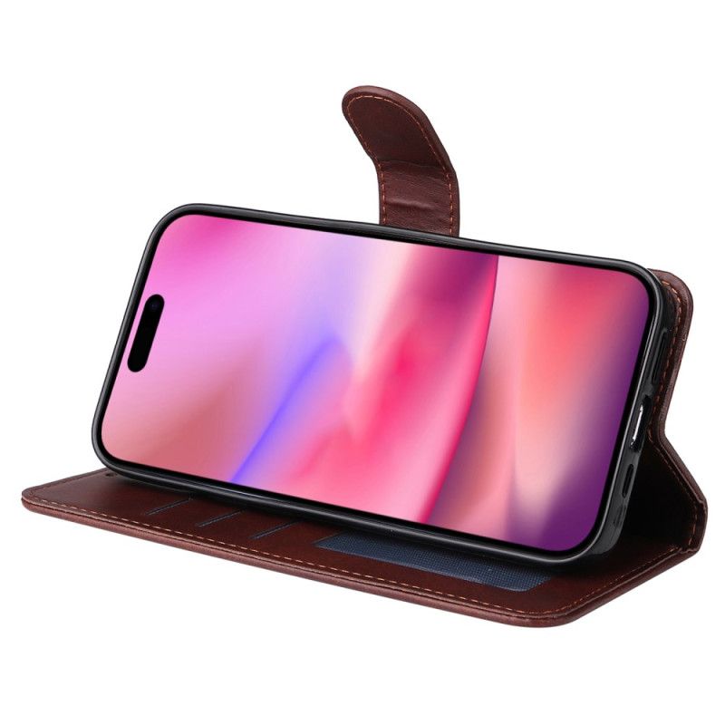 Peněženková Pouzdra iPhone 16 Kryty Na Mobil Styl Z Hladké Kůže S Páskem