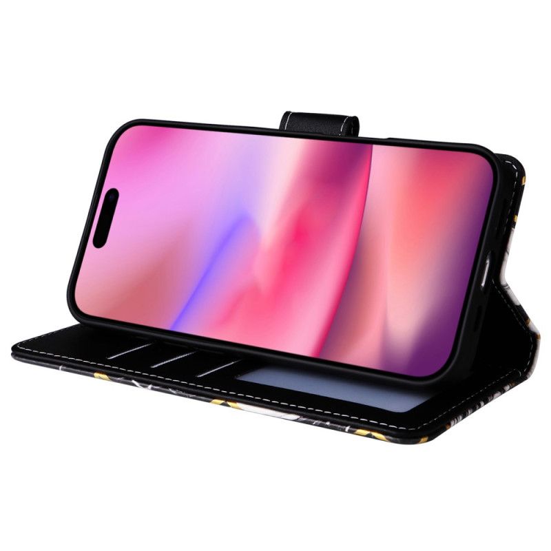 Peněženková Pouzdra iPhone 16 Mramorový Vzor S Páskem