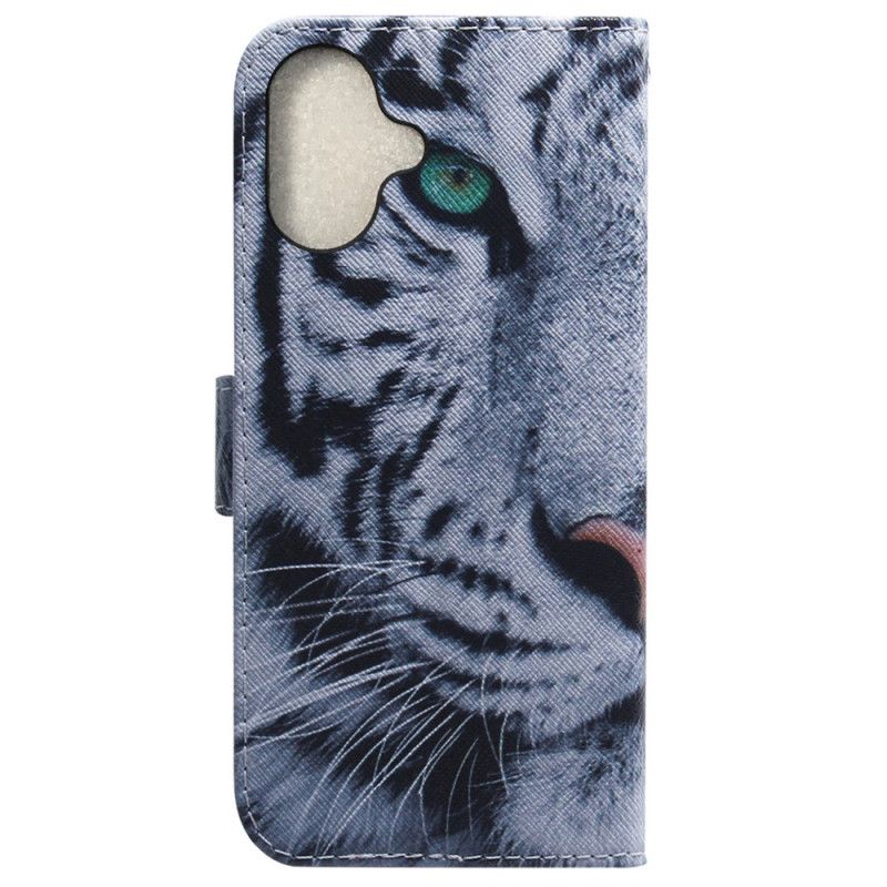 Peněženková Pouzdra iPhone 16 Plus Kryty Na Mobil Bílý Tygr
