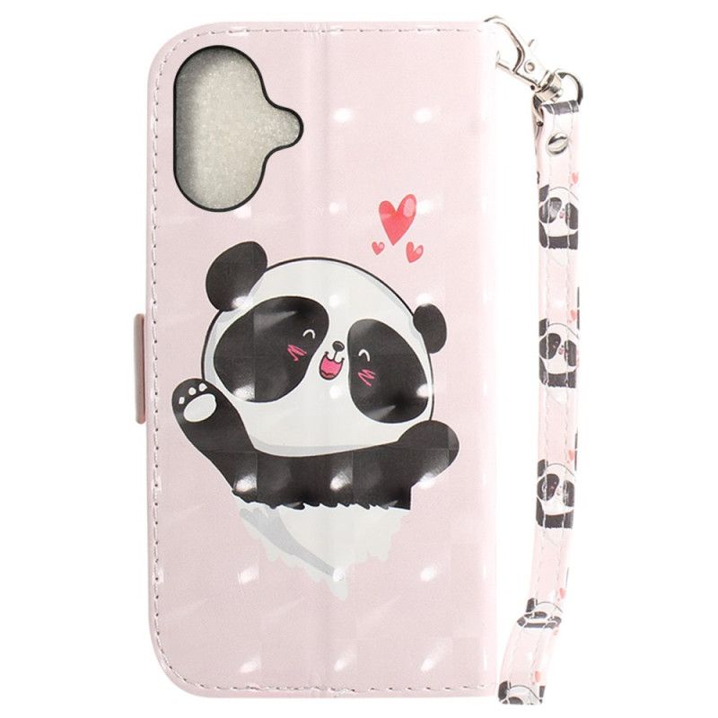 Peněženková Pouzdra iPhone 16 Plus Kryty Na Mobil Panda Love S Popruhem