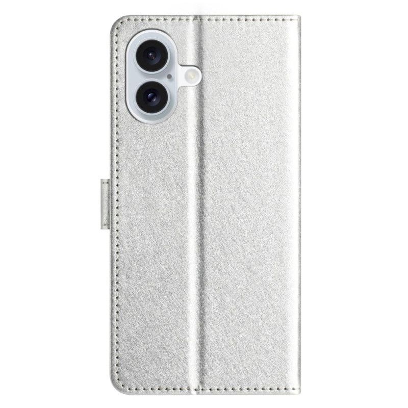 Peněženková Pouzdra iPhone 16 Plus Kryty Na Mobil Pásková Hedvábná Textura