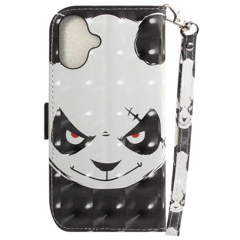 Peněženková Pouzdra iPhone 16 Plus Kryty Na Mobil Rozzlobená Panda S Popruhem