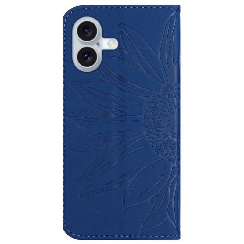 Peněženková Pouzdra iPhone 16 Plus Kryty Na Mobil Slunečnicový Potisk S Popruhem Přes Rameno
