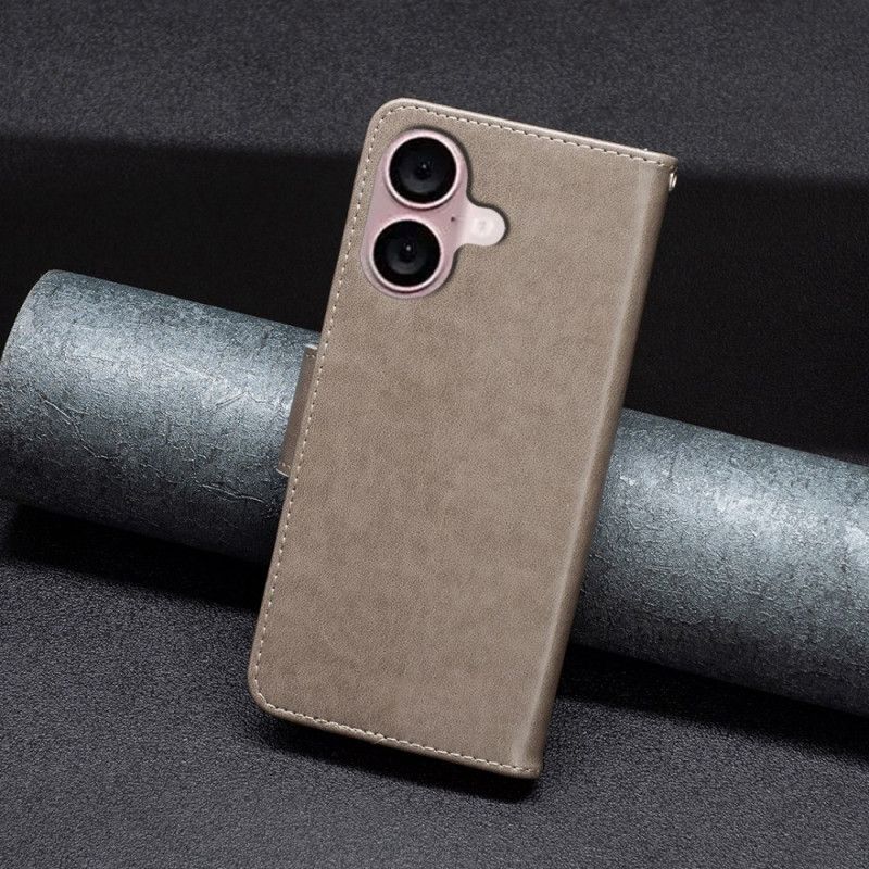 Peněženková Pouzdra iPhone 16 Plus Kryty Na Mobil Tištění Motýli Se Šňůrkou